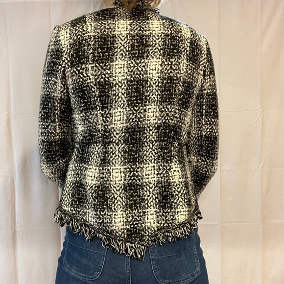 CABI | NWT Carol Anderson Love Carol black white tweed fringe blazer - Picture 4 of 14